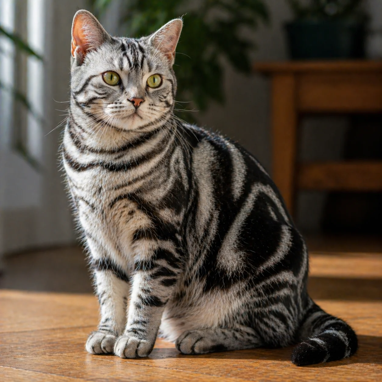American Shorthair cat standing on the floor